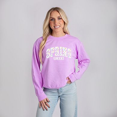 Spring Vibes Varsity - Women's Lightweight Garment Dyed Sweatshirt