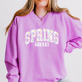 Spring Vibes Varsity - Women's Lightweight Garment Dyed Sweatshirt