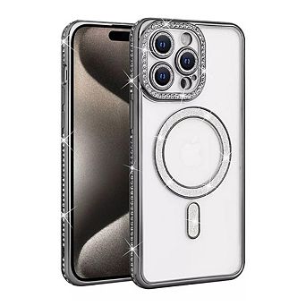 Entronix Magnetic Case for iPhone - Clear Back with Luxury Rhinestones