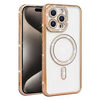 Entronix Magnetic Case for iPhone - Clear Back with Luxury Rhinestones