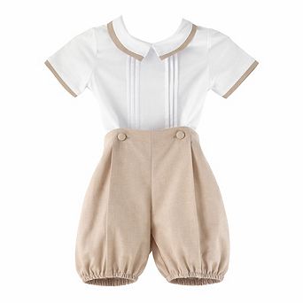 Baby Boys Heirloom Easter Collared Shirt and Button-On Shorts Set