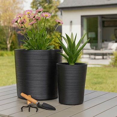 Tall Resin Plant Pots - Indoor and Outdoor - 21", 19" Black
