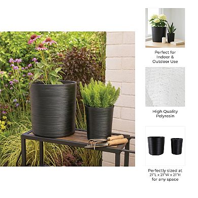 Tall Resin Plant Pots - Indoor and Outdoor - 21", 19" Black