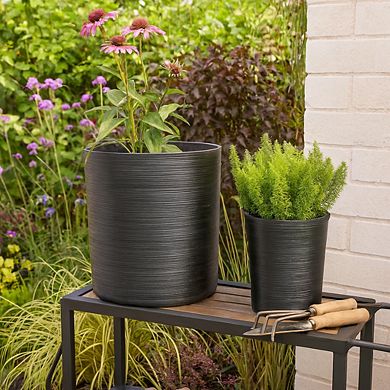 Tall Resin Plant Pots - Indoor and Outdoor - 21", 19" Black