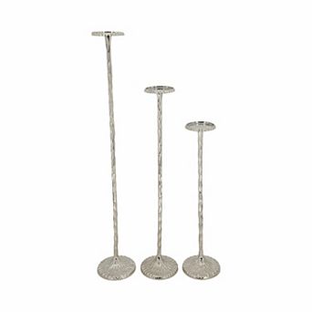 Tall Metal Floor Candle Stands for Pillar Candles - Set of 3 - 26", 32", 40", Silver