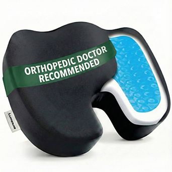 Gel Memory Foam Seat Cushion, Cooling Gel Comfort, Chair Cushions for Back & Sciatica Pain Relief