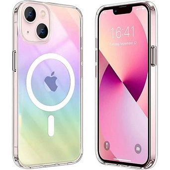 Entronix Magnetic Phone Case for iPhone 15 Plus - Iridescent Holo Rainbow Design