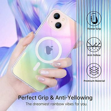 Entronix Magnetic Phone Case for iPhone 15 Plus - Iridescent Holo Rainbow Design