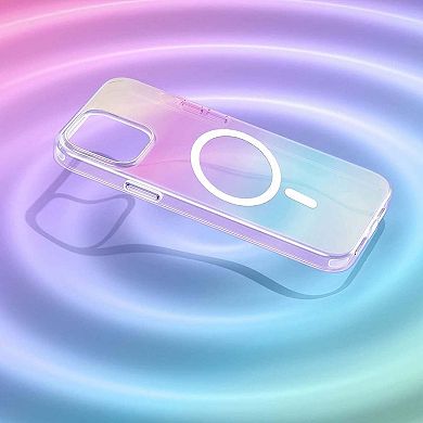 Entronix Magnetic iPhone 14 Pro Case - Holo Rainbow Clear Design