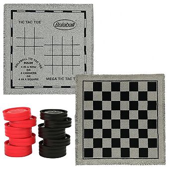 Bolaball 3-in-1 Jumbo Checkers & Tic Tac Toe Game Set with Carry Bag, Reversible 13" x 13" Board