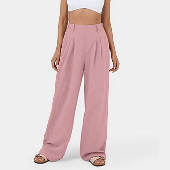 Women's Casual Wide Leg Pants Loose High Waisted Stretch Pants with Pockets
