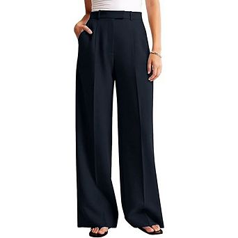 Women Wide Leg Pants High Waisted Business Casual Work Trousers Dressy Pants with Pockets