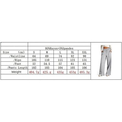 Women's Casual Straight Leg pants High Waist Loose Fitting Wide Leg Drawstring Sweatpants