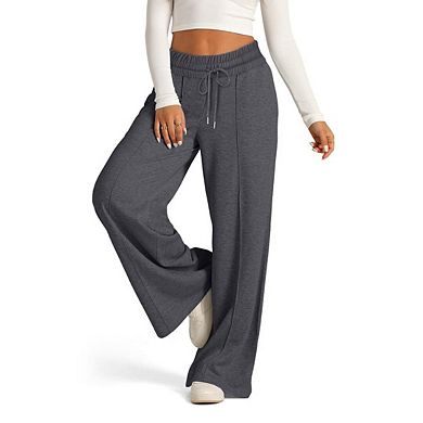 Women's Casual Straight Leg pants High Waist Loose Fitting Wide Leg Drawstring Sweatpants