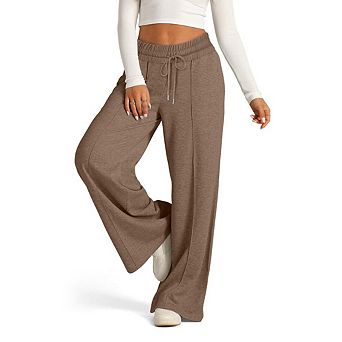 Women's Casual Straight Leg pants High Waist Loose Fitting Wide Leg Drawstring Sweatpants
