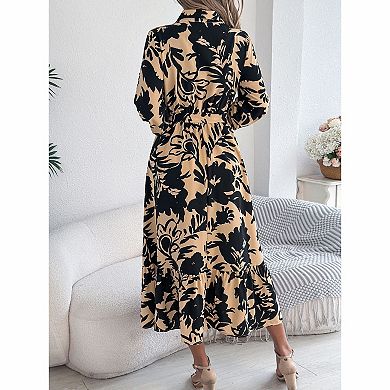 Women's long sleeved shirt skirt with lotus leaf edge skirt