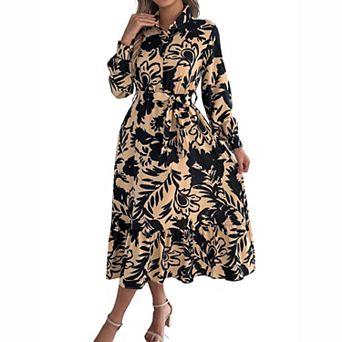 Women's long sleeved shirt skirt with lotus leaf edge skirt