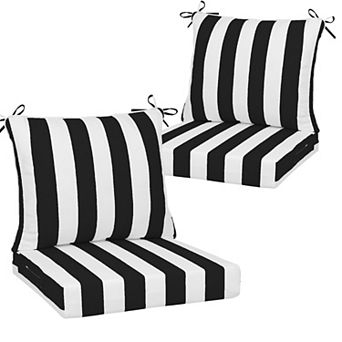 2 pc Outdoor Patio Chair Cushions, 24x24 Inch Deep Seat Cushion Set with Waterproof Removable Cover