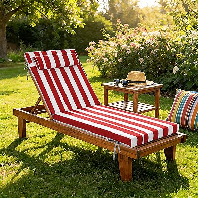 72"x21" Patio Poolside Chair Cushions, Adjustable Ties & Removable Cover,3" Thick High-Density Foam