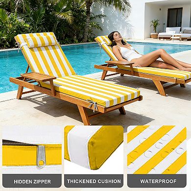 72"x21" Patio Poolside Chair Cushions, Adjustable Ties & Removable Cover,3" Thick High-Density Foam