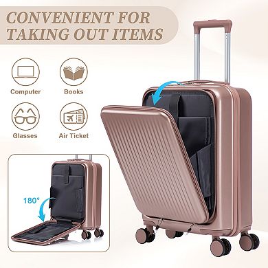 14/20 inch 2-set in ABS Spinner Wheel Luggage with Combination Lock and Front Opening Design