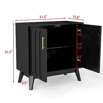 TEINIE 39" Mid-Century Fluted Sideboard Cabinet with Outlet Holes