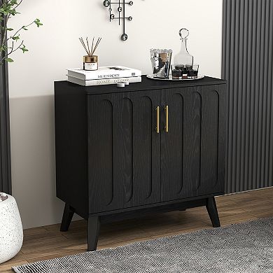 TEINIE 39" Mid-Century Fluted Sideboard Cabinet with Outlet Holes