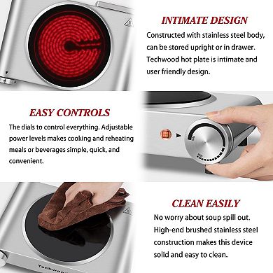 1200W Electric Cooktops with Infrared Ceramic Single Hot Plate, Portable & Lightweight, 120V