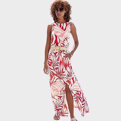 LASCANA Women's Side Slit Maxi Dress, Size: 2, Red