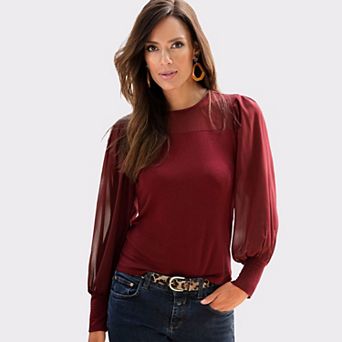 Lascana Women's Sheer Long Sleeve Top