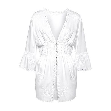 Lascana Women's Scalloped Crochet Detail Blouse