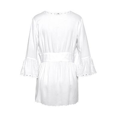 Lascana Women's Scalloped Crochet Detail Blouse