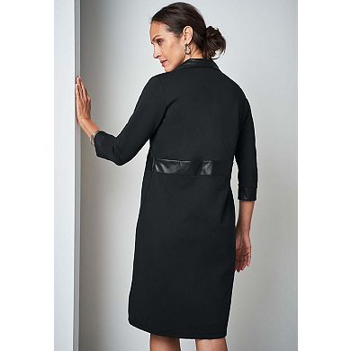 Jessica London Women's Plus Size Faux Leather Trim Dress