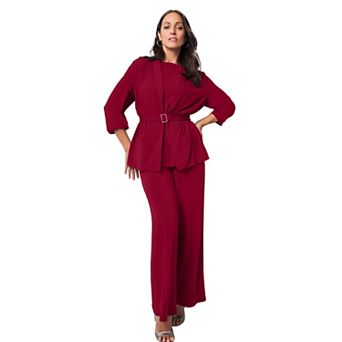 Jessica London Women's Plus Size Belted 4 pc Stretch Knit Wardrober
