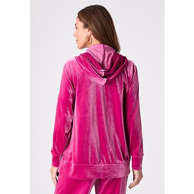 Roaman's Women's Plus Size Velour Hoodie And Jogger Set