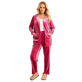 Roaman's Women's Plus Size Velour Hoodie And Jogger Set