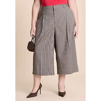 ELOQUII Women's Plus Size Plaid Culotte Trouser