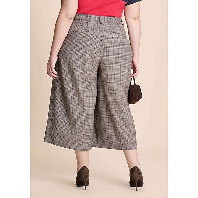 ELOQUII Women's Plus Size Plaid Culotte Trouser