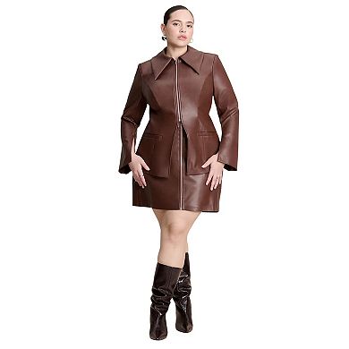 ELOQUII Women's Plus Size Faux Leather Mini Skirt