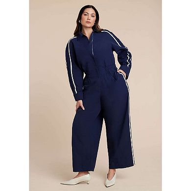 ELOQUII Women's Plus Size Track Detail Jumpsuit