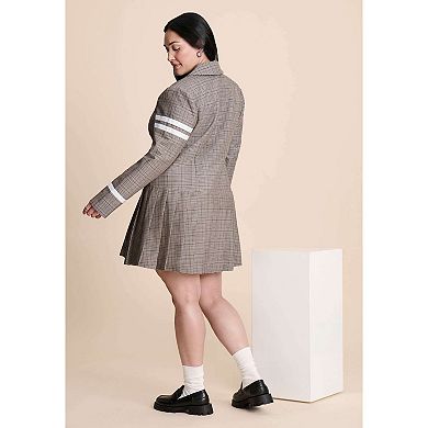 ELOQUII Women's Plus Size Pleated Plaid Mini Dress