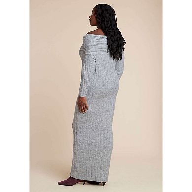 ELOQUII Women's Plus Size High Collar Sweater Dress