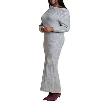 ELOQUII Women's Plus Size High Collar Sweater Dress