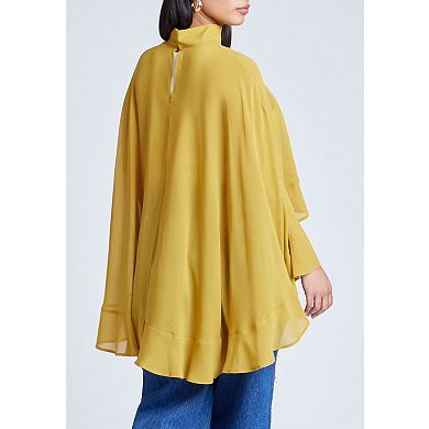 ELOQUII Women's Plus Size Ruffle Detail Asym Cape