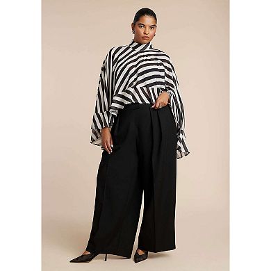 ELOQUII Women's Plus Size Ruffle Detail Asym Cape