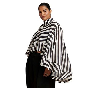 ELOQUII Women's Plus Size Ruffle Detail Asym Cape