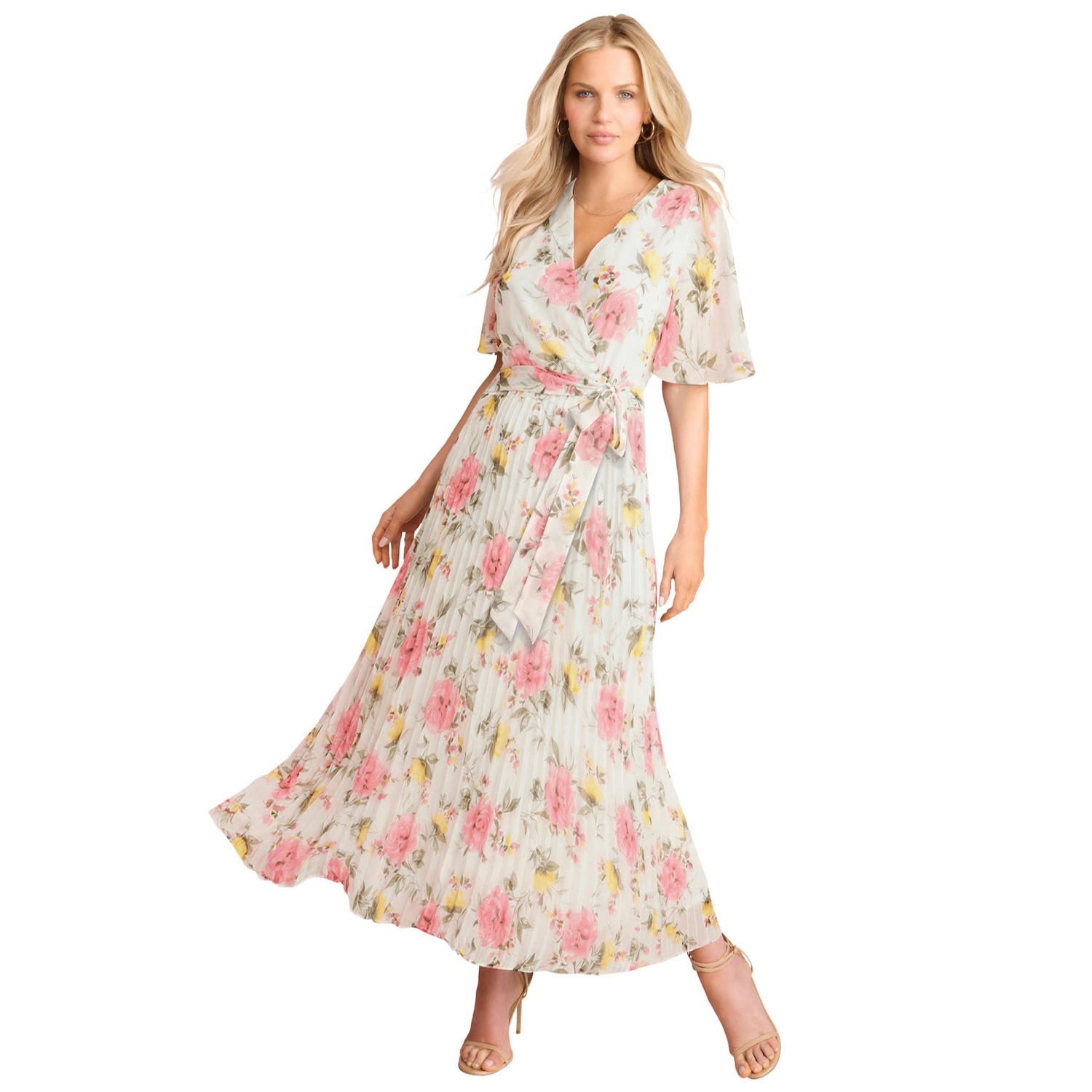 Женские платья Roaman's Plus Size Chiffon Flutter Sleeve Maxi Dress