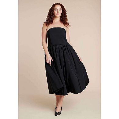 ELOQUII Women's Plus Size Strapless Flare Midi Dress