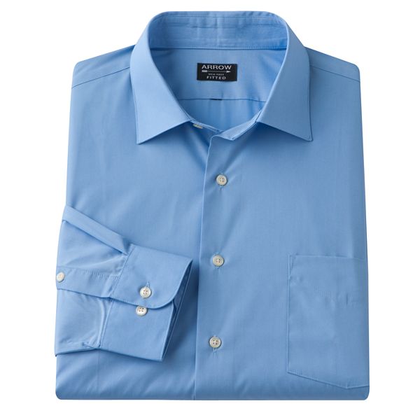 arrow poplin dress shirt Arrow Fitted Solid Poplin Spread-Collar Dress Shirt