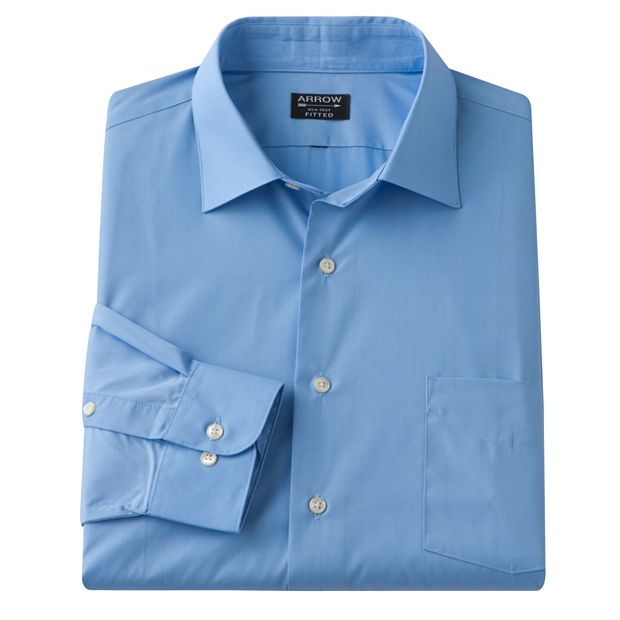arrow poplin fitted dress shirt Non-Iron Cotton Solid Dress Shirt With Contrast Trim main image 1